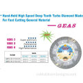Hand-held high speed deep tooth turbo diamond blade for fast cutting general material--GEAS